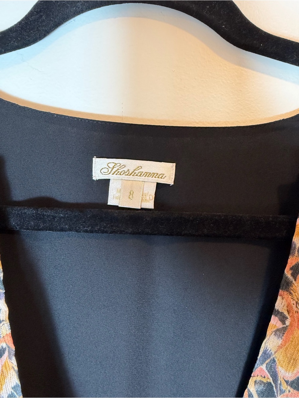 Shoshanna Smocked Waist Black/Brown Floral V-Neck Dress Long Sleeve Size 8 - Picture 5 of 10